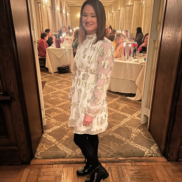 Sage The Label Ivory and Gold Mini Dress - Picture 5 of 5